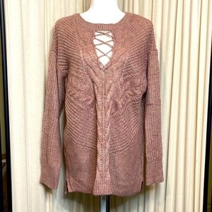 MAURICES- OVERSIZED PALE PINK SOFT KNITTED SWEATER SIZE MEDIUM
